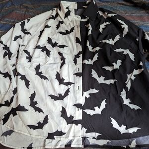 Bat print button down blouse